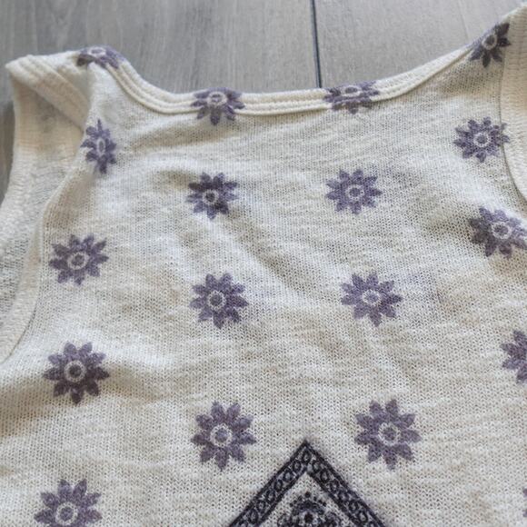 Gaze Spiritual Hamsa Hand Tee Scoop Neck Yoga Casual Floral Cream Tank Top - Picture 5 of 8